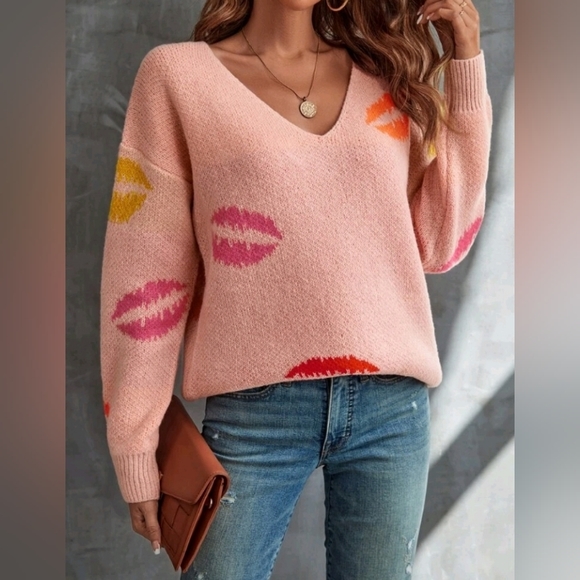 Casual Pullovers V Neck Sweater - Picture 4 of 5